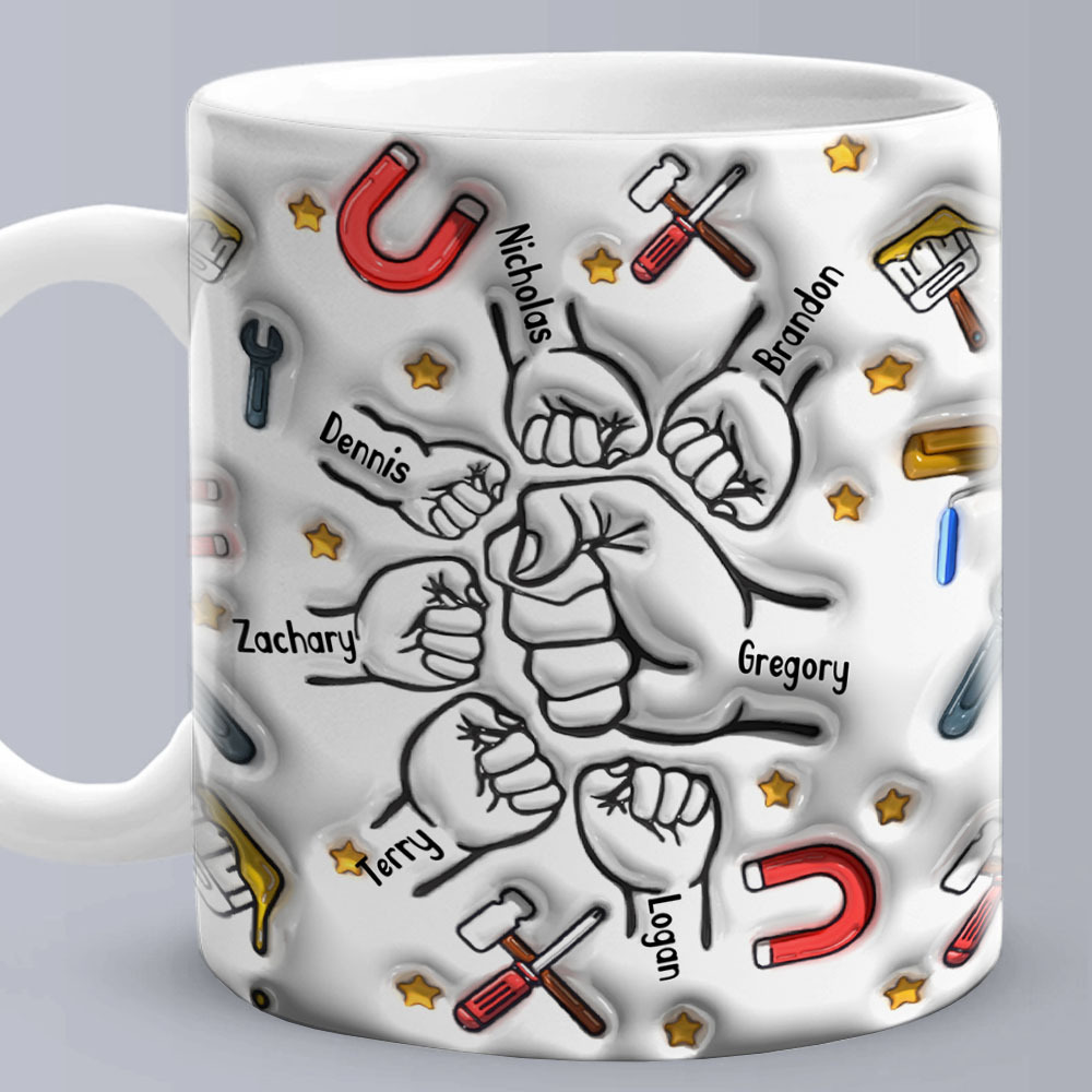 Personalized Custom 3D Inflated Effect Printed Mug Father's Day Gifts for Grandpa and Dad