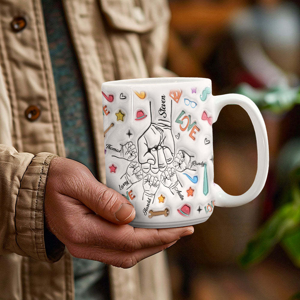Gifts for Him Custom 1-6 Kids Personalized Names 3D Inflated Effect Printed Mug Father's Day Gifts