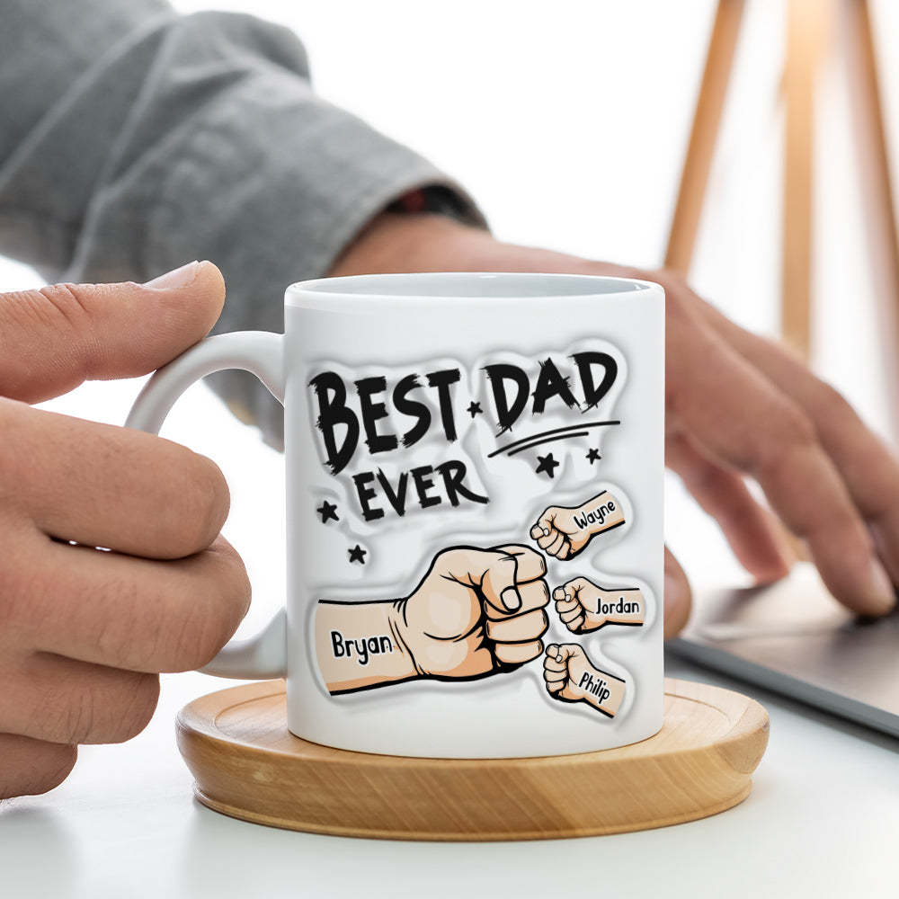 Father's Day Gifts Custom 1-6 Kids Personalized Names 3D Inflated Effect Printed Coffee Ceramic Mug You are My Best Dad