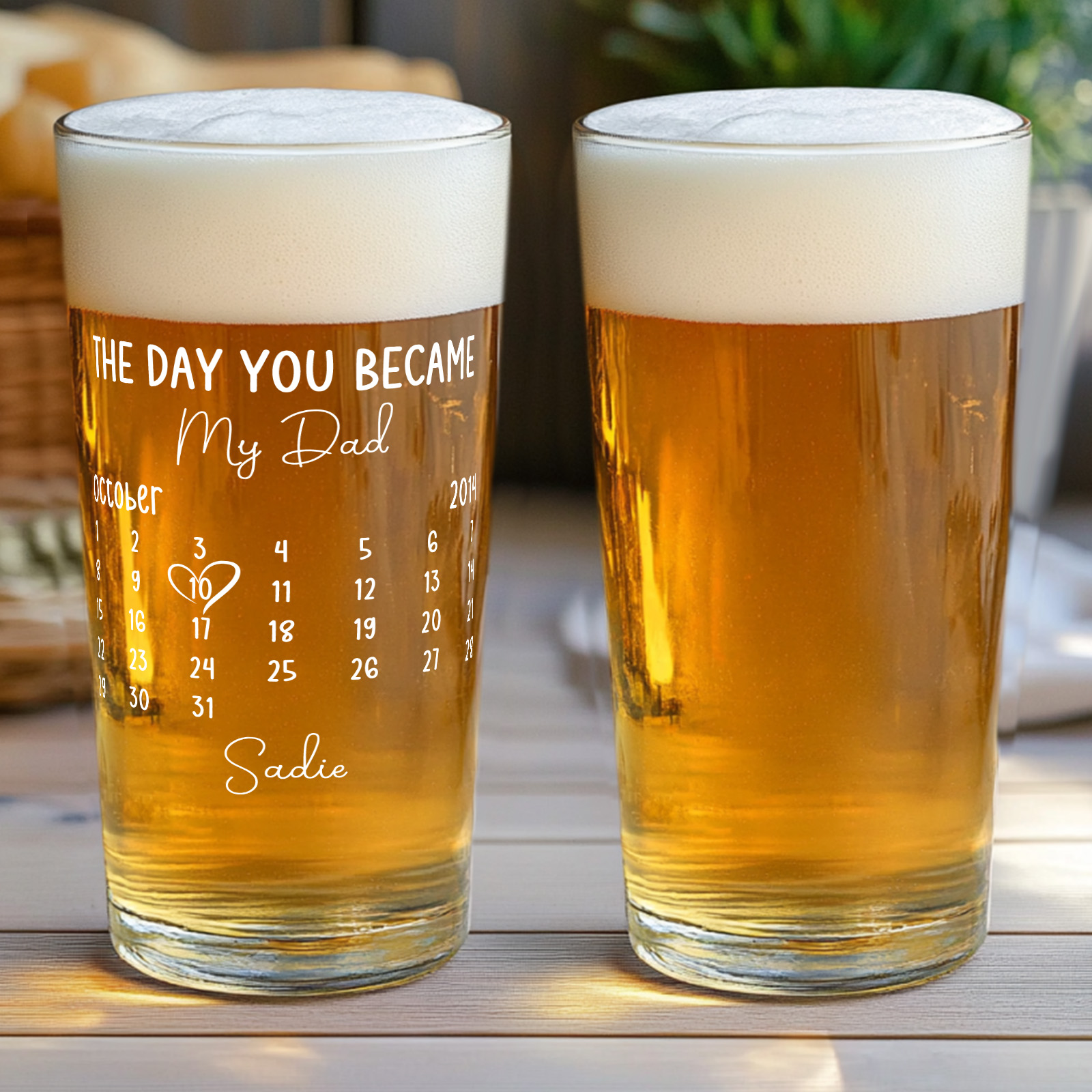 Fathers Day Gift From Daughter, Personalized Gifts For Dad, Dad Gift, Dad Birthday Gift, Personalised Beer Glass, The Day You Became My Dad - MyFaceUnderwearAU