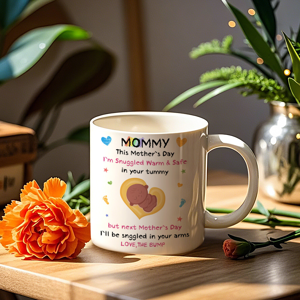 Custom Text Mug Lovely Baby Bump Mug Happy First Family 3D Mug Personalized Gift for Mother's Day - MyFaceUnderwearAU