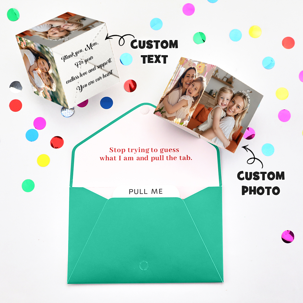 Personalized Surprise Confetti Card Fathers Day  Exploding Box Card Custom Photo 3D Pop-Up Greeting Card - MyFaceUnderwearAU