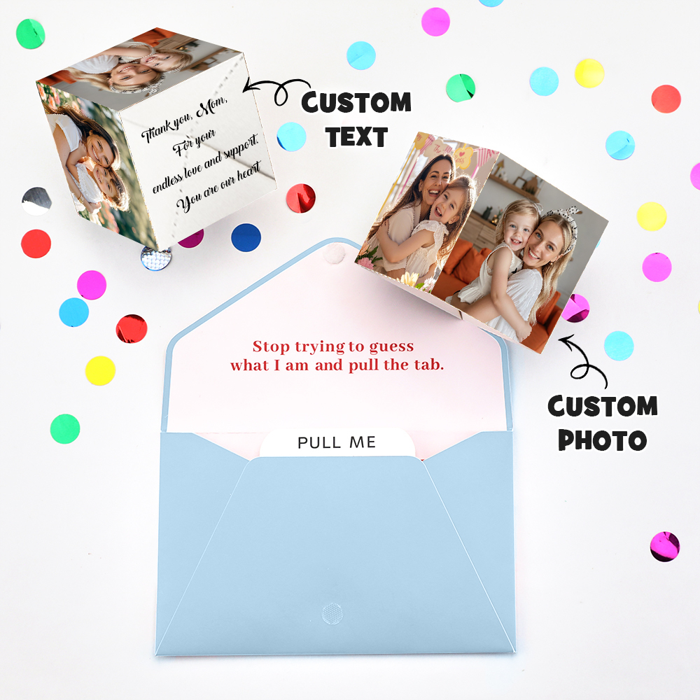 Personalized Surprise Confetti Card Fathers Day  Exploding Box Card Custom Photo 3D Pop-Up Greeting Card - MyFaceUnderwearAU