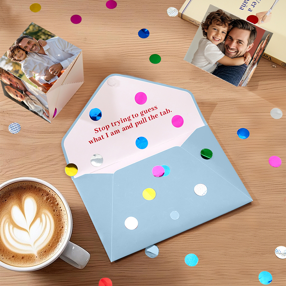 Personalized Surprise Confetti Card Fathers Day  Exploding Box Card Custom Photo 3D Pop-Up Greeting Card - MyFaceUnderwearAU