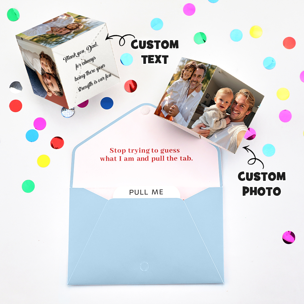 Personalized Surprise Confetti Card Fathers Day  Exploding Box Card Custom Photo 3D Pop-Up Greeting Card - MyFaceUnderwearAU