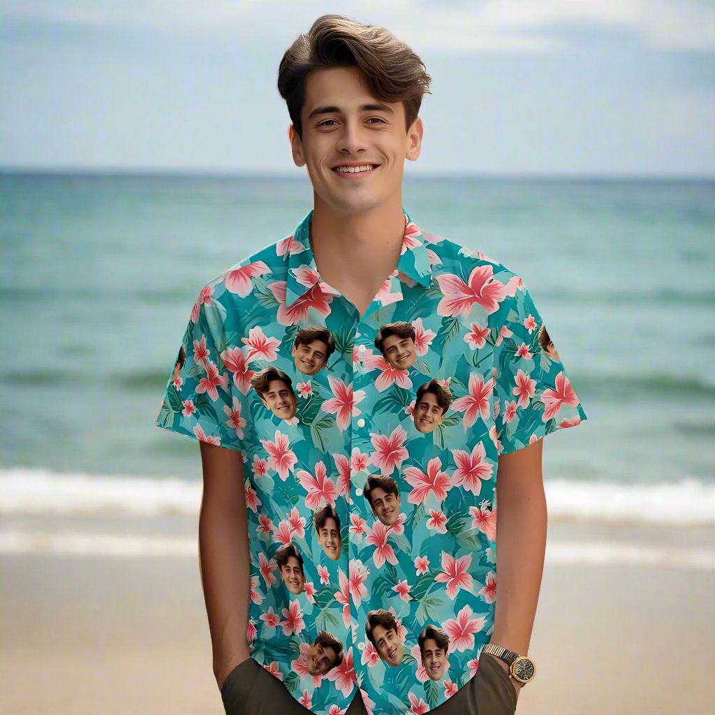 Custom Face Hawaiian Shirts Floral Print Tropical Face Hawaiian Shirt