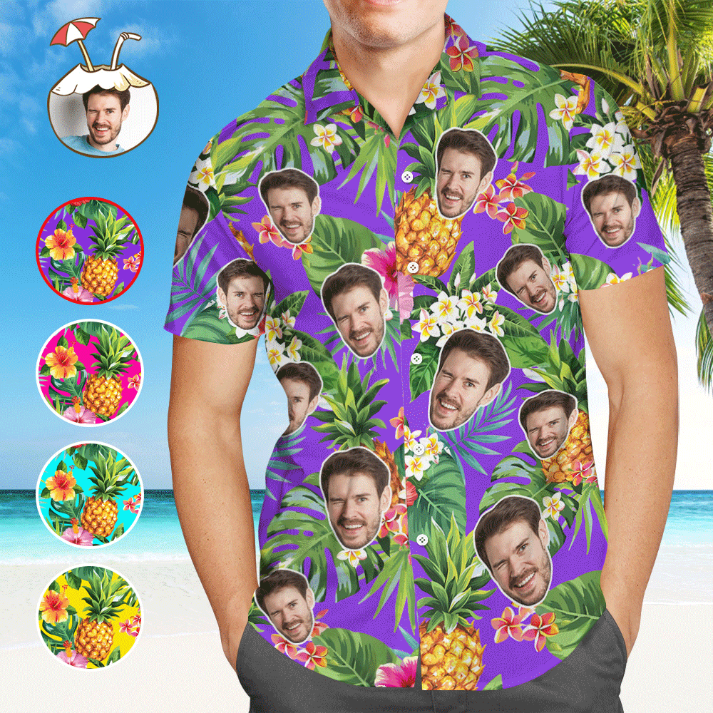 Custom Aloha Hawaiian Shirts Face Hawaiian Shirts Coconut Tree Shirts Group Gifts