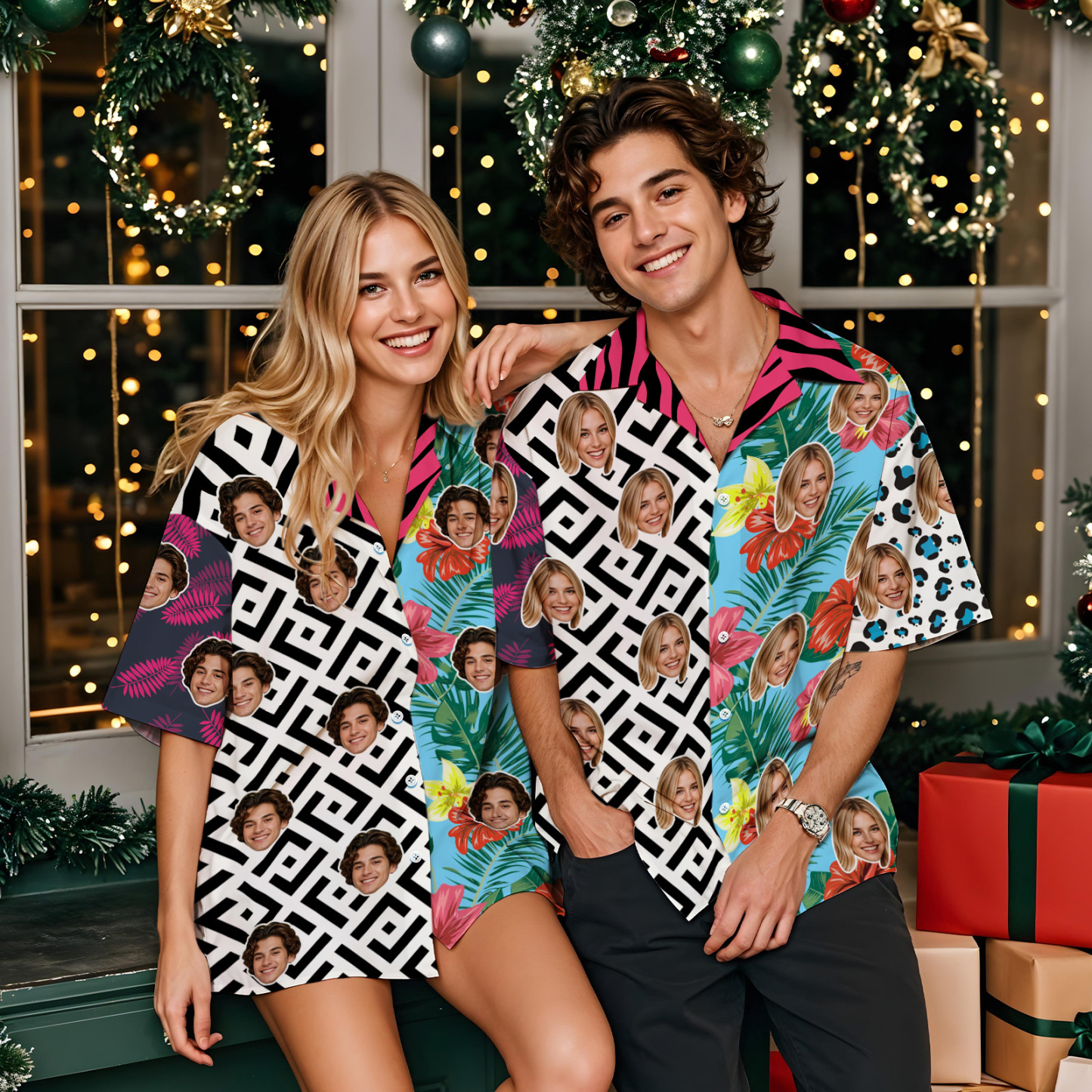 Custom Face Hawaiian Shirt Colorful Hawaiian Shirt Patchwork Pattern Style Shirt - MyFaceUnderwearAU