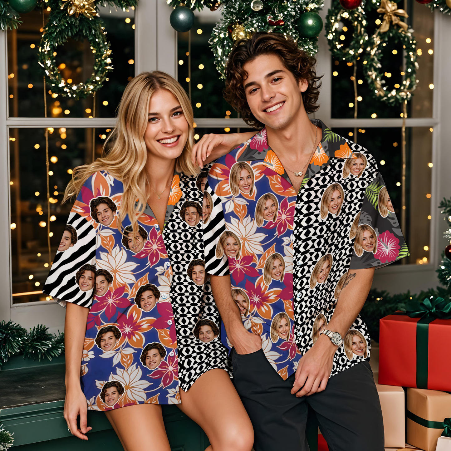 Custom Face Hawaiian Shirt Colorful Hawaiian Shirt Patchwork Pattern Style Shirt - MyFaceUnderwearAU