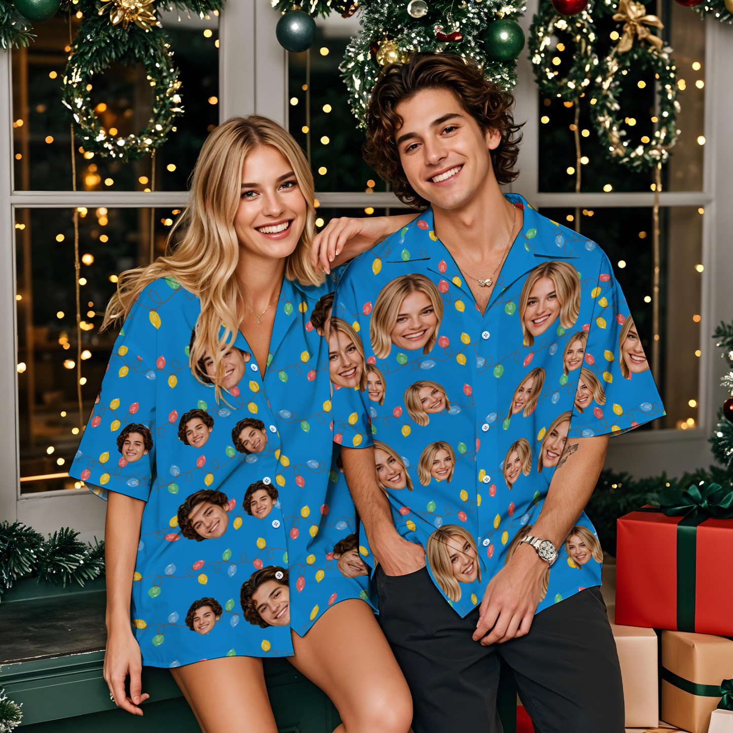 Custom Face Hawaiian Shirt Personalized Birthday Flowers And Leaves Beach Holiday Christmas Face Hawaiian Shirt - MyFaceUnderwearAU