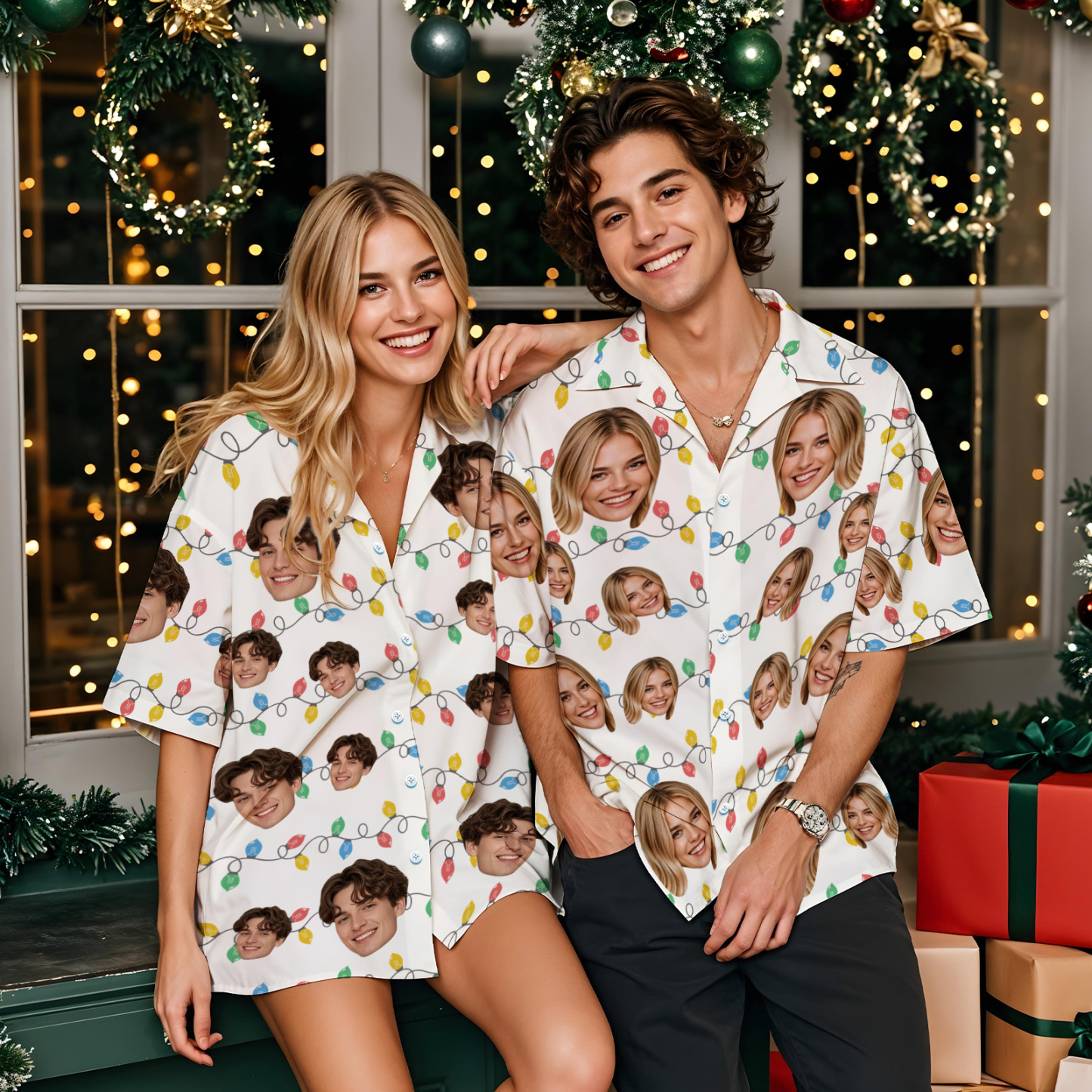 Custom Face Hawaiian Shirt Personalized Birthday Flowers And Leaves Beach Holiday Christmas Face Hawaiian Shirt - MyFaceUnderwearAU