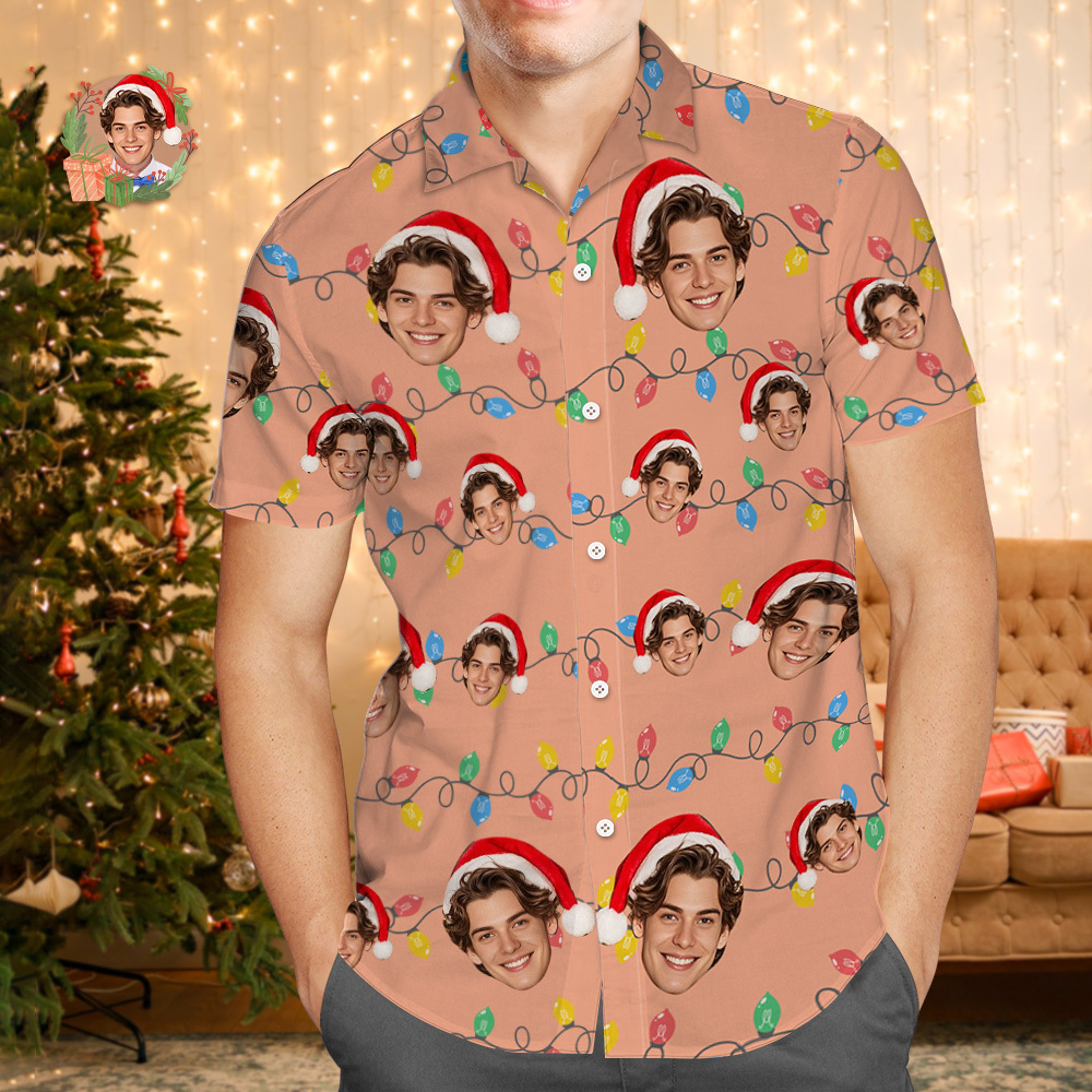 Custom Face Hawaiian Shirt Personalized Birthday Flowers And Leaves Beach Holiday Christmas Face Hawaiian Shirt - MyFaceUnderwearAU