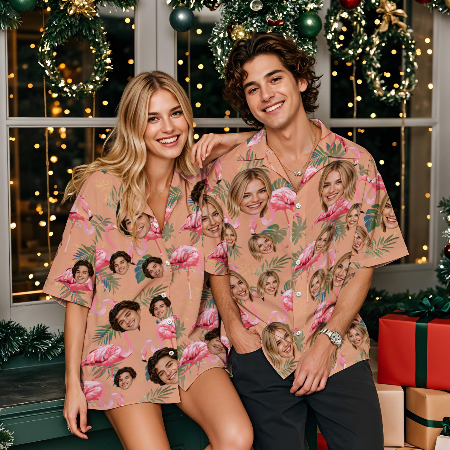Custom Face Hawaiian Shirt Personalized Birthday Flowers And Leaves Beach Holiday Christmas Face Hawaiian Shirt - MyFaceUnderwearAU