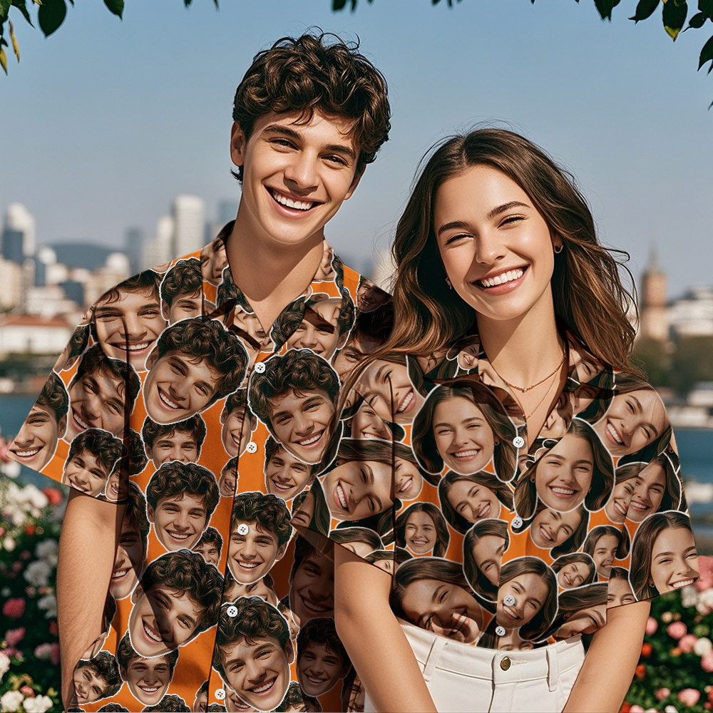 Personalized Mash Face Hawaiian Shirt Valentine Hawaiian Shirt Face Hawaiian Shirt for Couple - MyFaceUnderwearAU