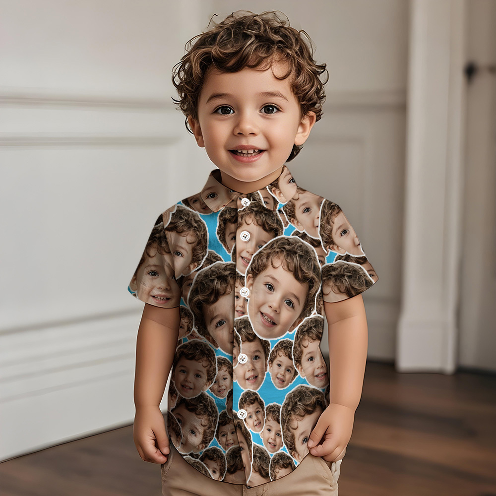 Personalized Face Hawaiian Shirt Summer Vacation Face Mash Shirt Kids Face Hawaiian Shirt - MyFaceUnderwearAU