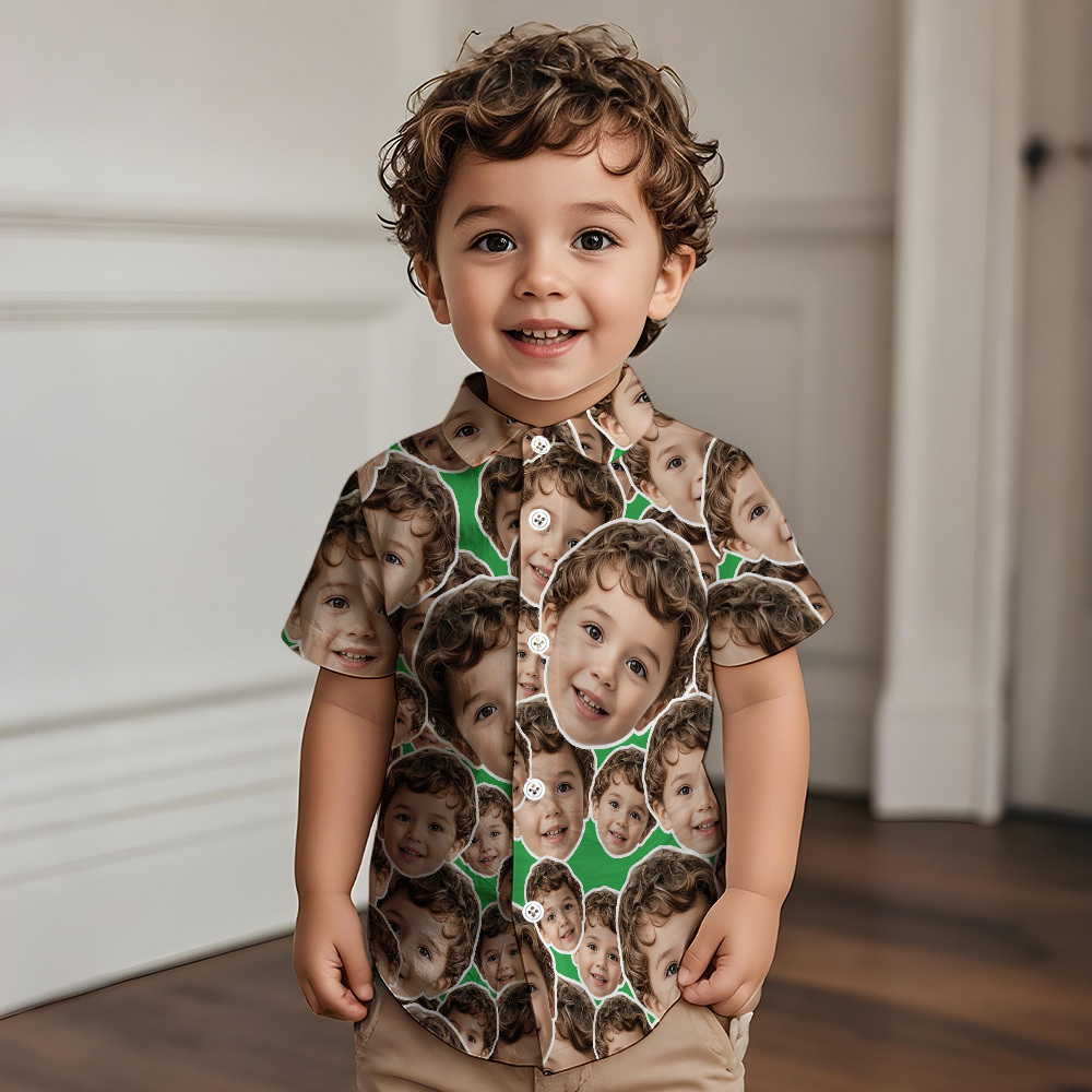 Personalized Face Hawaiian Shirt Summer Vacation Face Mash Shirt Kids Face Hawaiian Shirt - MyFaceUnderwearAU