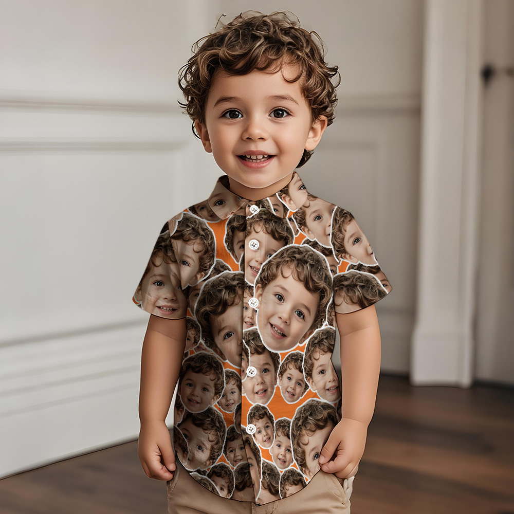 Personalized Face Hawaiian Shirt Summer Vacation Face Mash Shirt Kids Face Hawaiian Shirt - MyFaceUnderwearAU