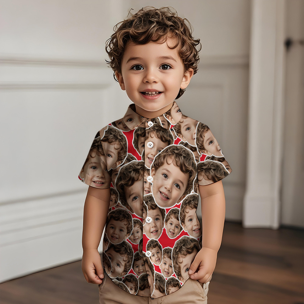 Personalized Face Hawaiian Shirt Summer Vacation Face Mash Shirt Kids Face Hawaiian Shirt - MyFaceUnderwearAU