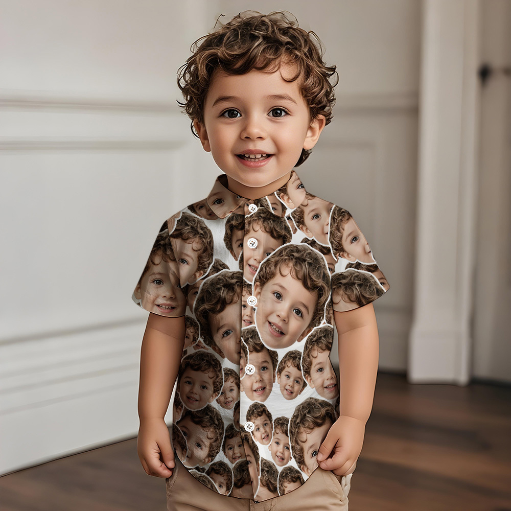 Personalized Face Hawaiian Shirt Summer Vacation Face Mash Shirt Kids Face Hawaiian Shirt - MyFaceUnderwearAU