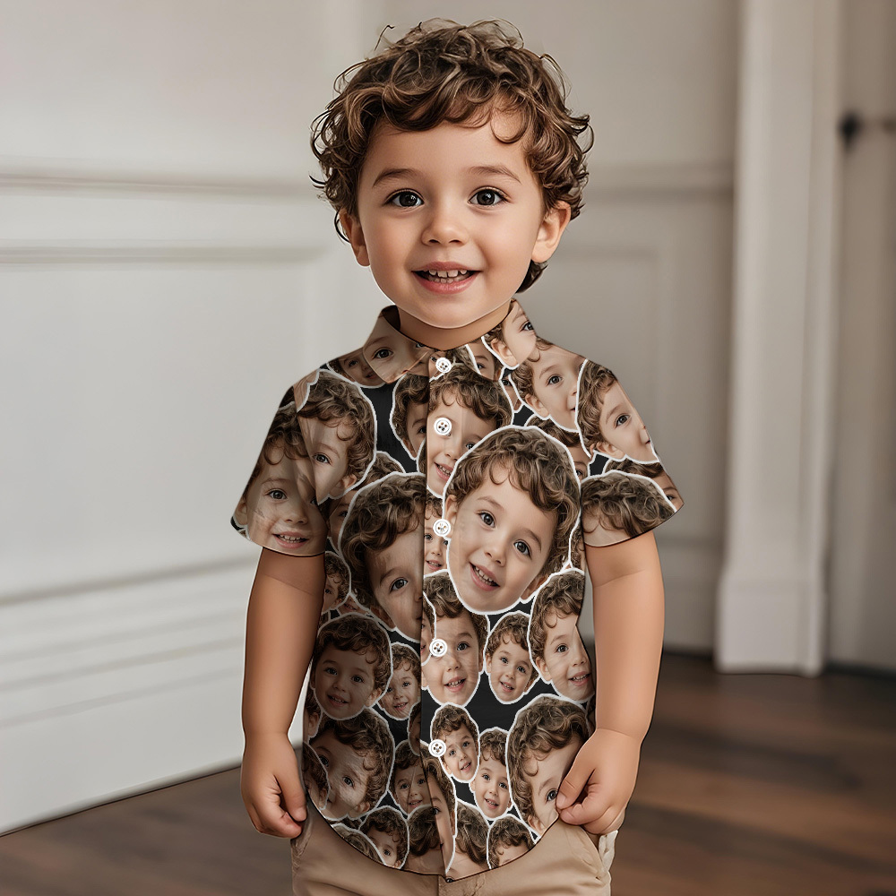 Personalized Face Hawaiian Shirt Summer Vacation Face Mash Shirt Kids Face Hawaiian Shirt - MyFaceUnderwearAU
