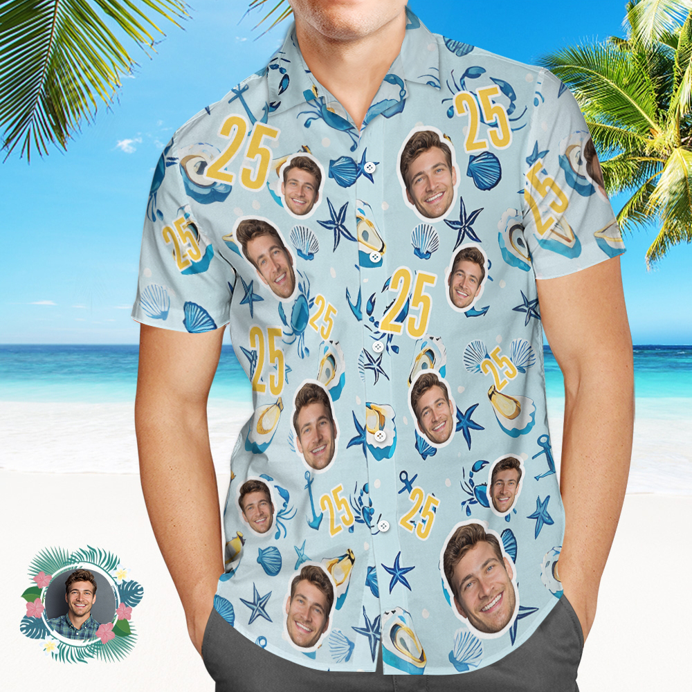Personalized Birthday Face Hawaiian Shirt Photo And Text Hawaiian Shirt Gift Funny Party Shirts - MyFaceUnderwearAU