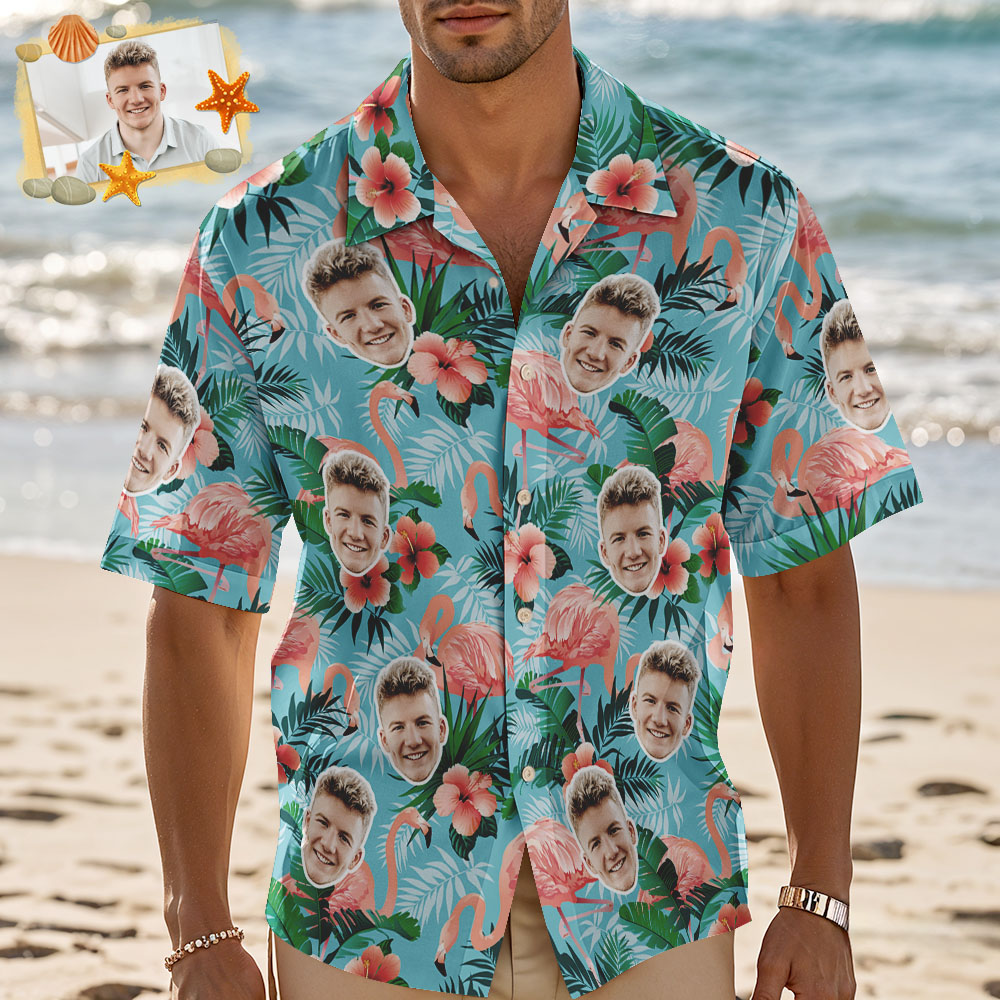 Custom Hawaiian Shirt Flamingo Photo Hawaiian Shirt Funny Vacation Party Shirts - MyFaceUnderwearAU
