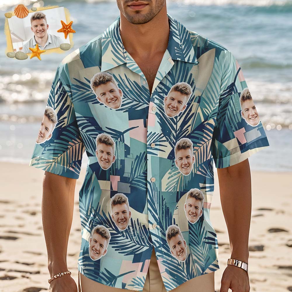 Custom Hawaiian Shirts Personalized Tropical Blue Cute Little Dinosaur Hawaiian Shirts Beach Vacation Gifts - MyFaceSocksAU