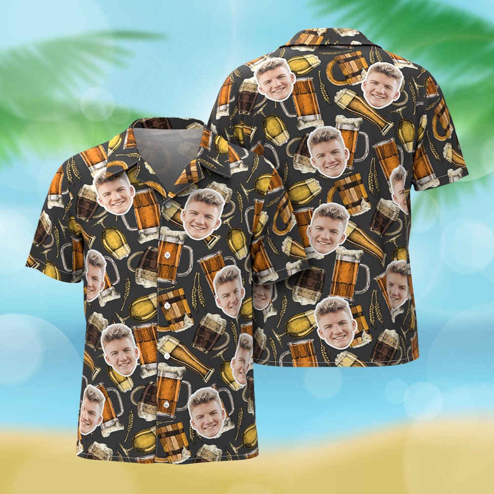 Personalized Fathers Day Hawaiian Shirt Custom Face Photo Shirt Dad Rocket Hawaiian Shirt Gift - MyFaceUnderwearAU