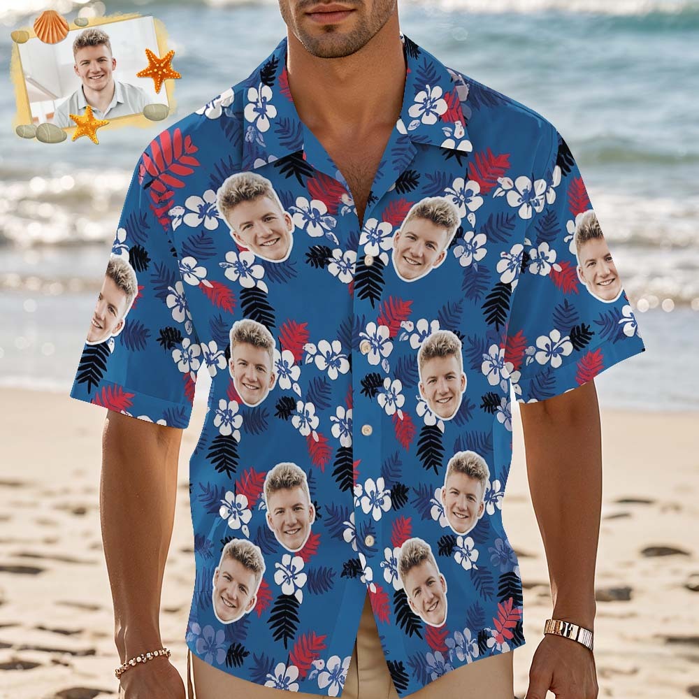 Custom Photo Hawaiian Shirt Unisex Tropical Hawaiian Aloha Shirt Face Summer Vacation Gift - MyFaceUnderwearAU