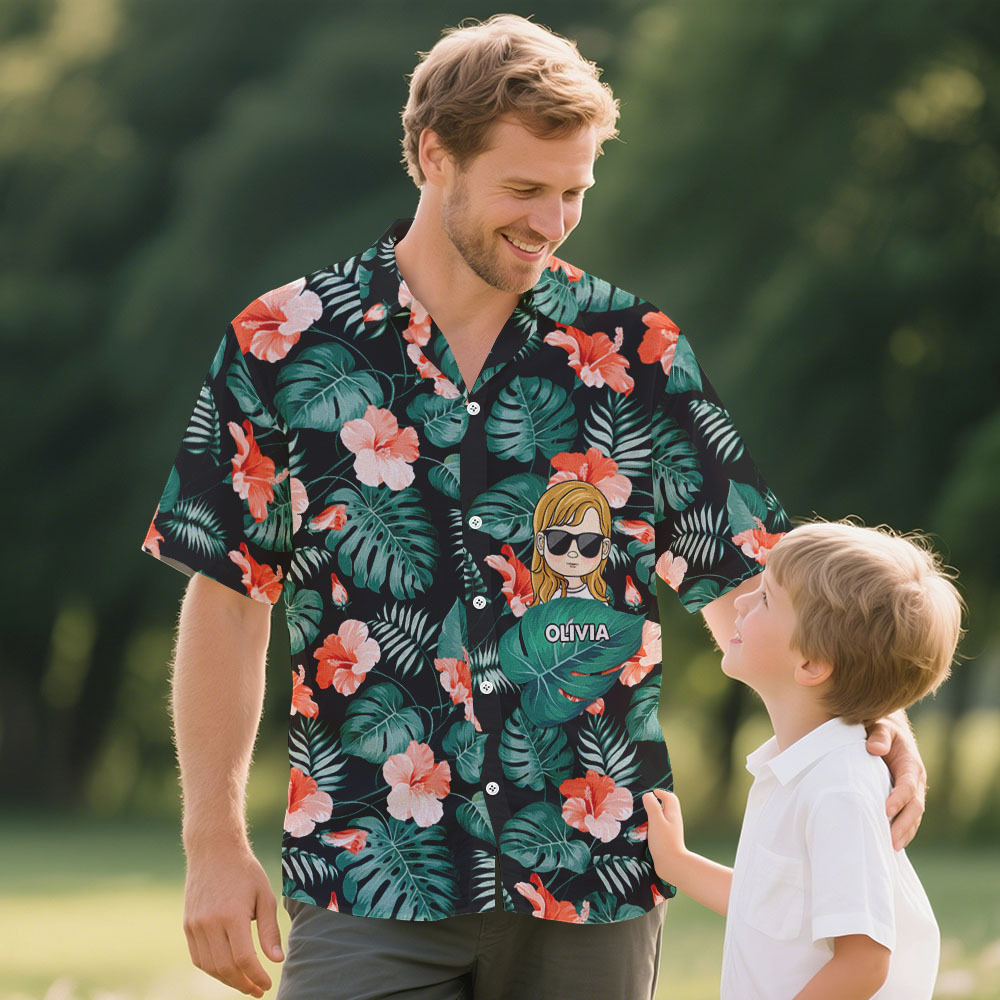 Custom Cartoon Hawaiian Shirt Best Dad Papa Ever Birthday Loving Gift For Father Grandpa Grandfather Custom Name Fathers Day Shirt Gift - MyFaceUnderwearAU