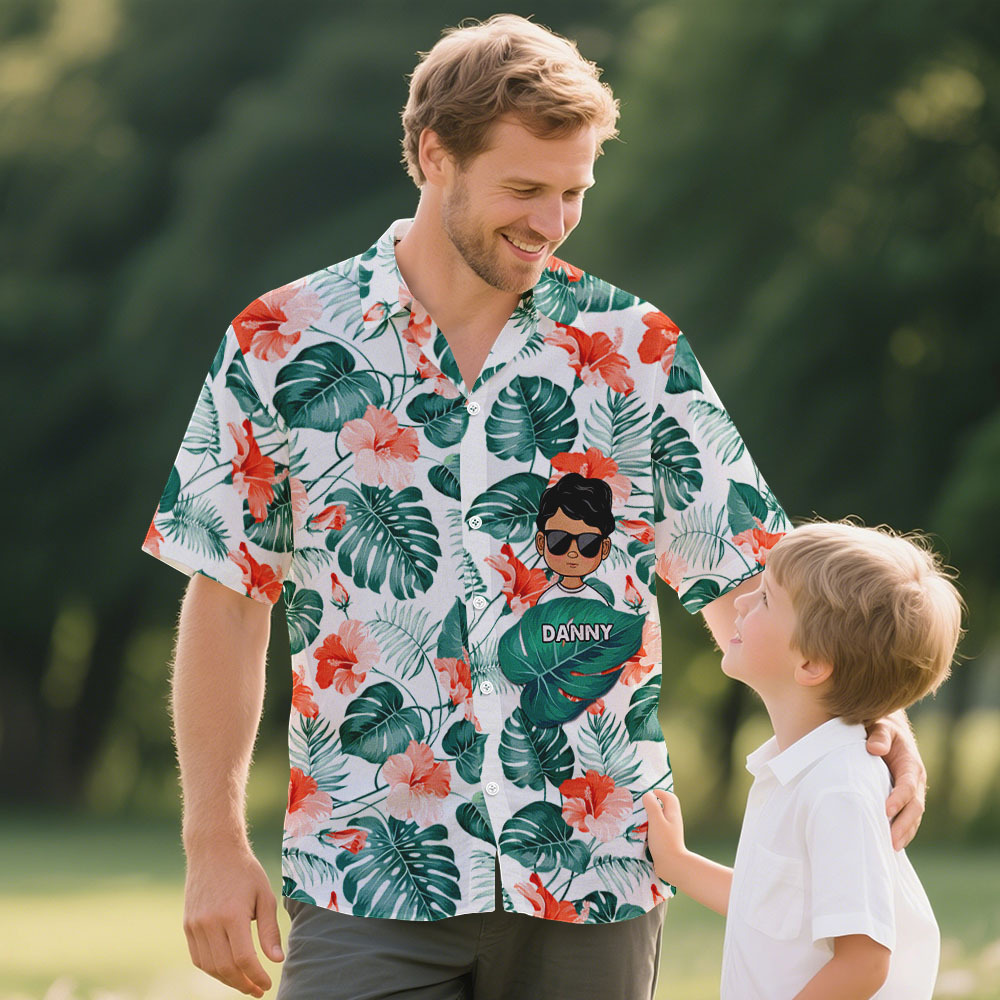 Custom Cartoon Hawaiian Shirt Best Dad Papa Ever Birthday Loving Gift For Father Grandpa Grandfather Custom Name Fathers Day Shirt Gift - MyFaceUnderwearAU