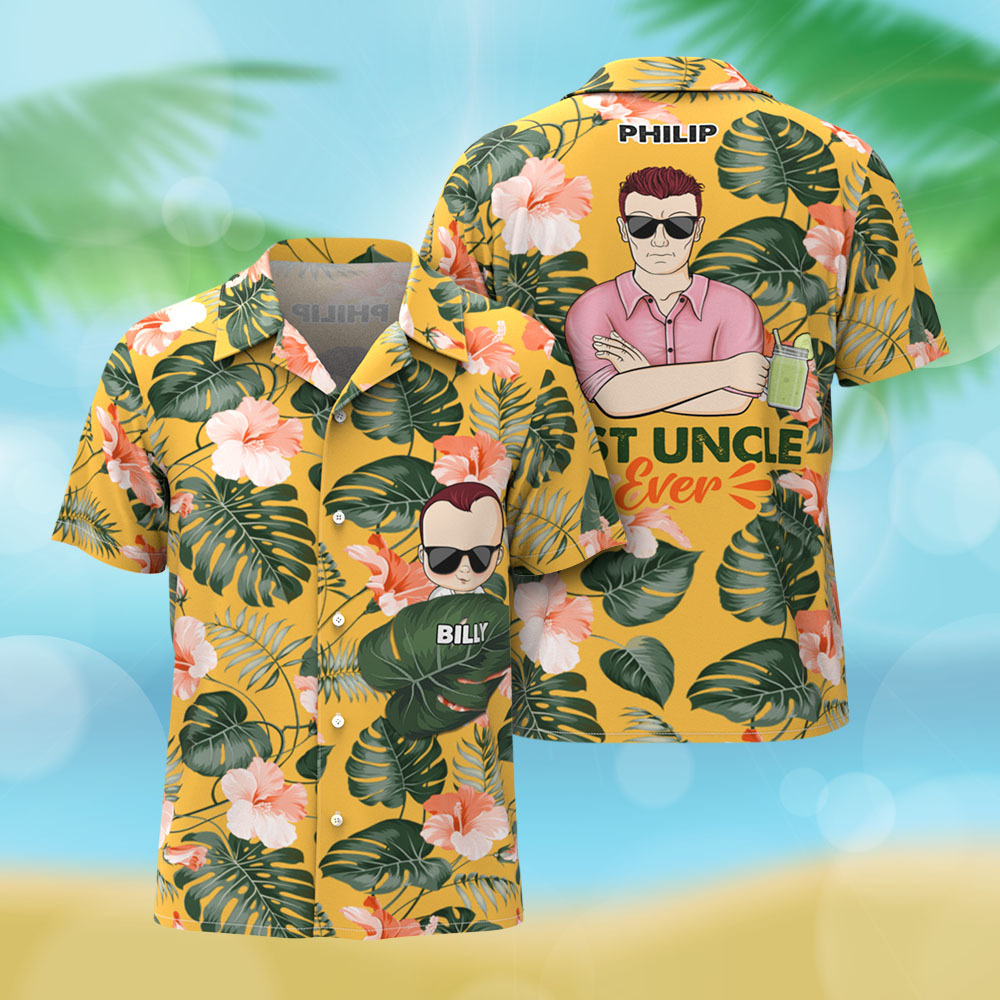 Custom Cartoon Hawaiian Shirt Best Dad Papa Ever Birthday Loving Gift For Father Grandpa Grandfather Custom Name Fathers Day Shirt Gift - MyFaceUnderwearAU