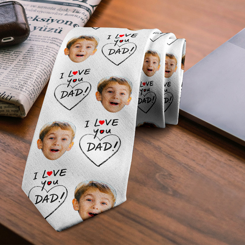 Custom Photo Face Tie Funny Gift for Father I Love You Dad Face Tie Gift Idea - MyFaceUnderwearAU