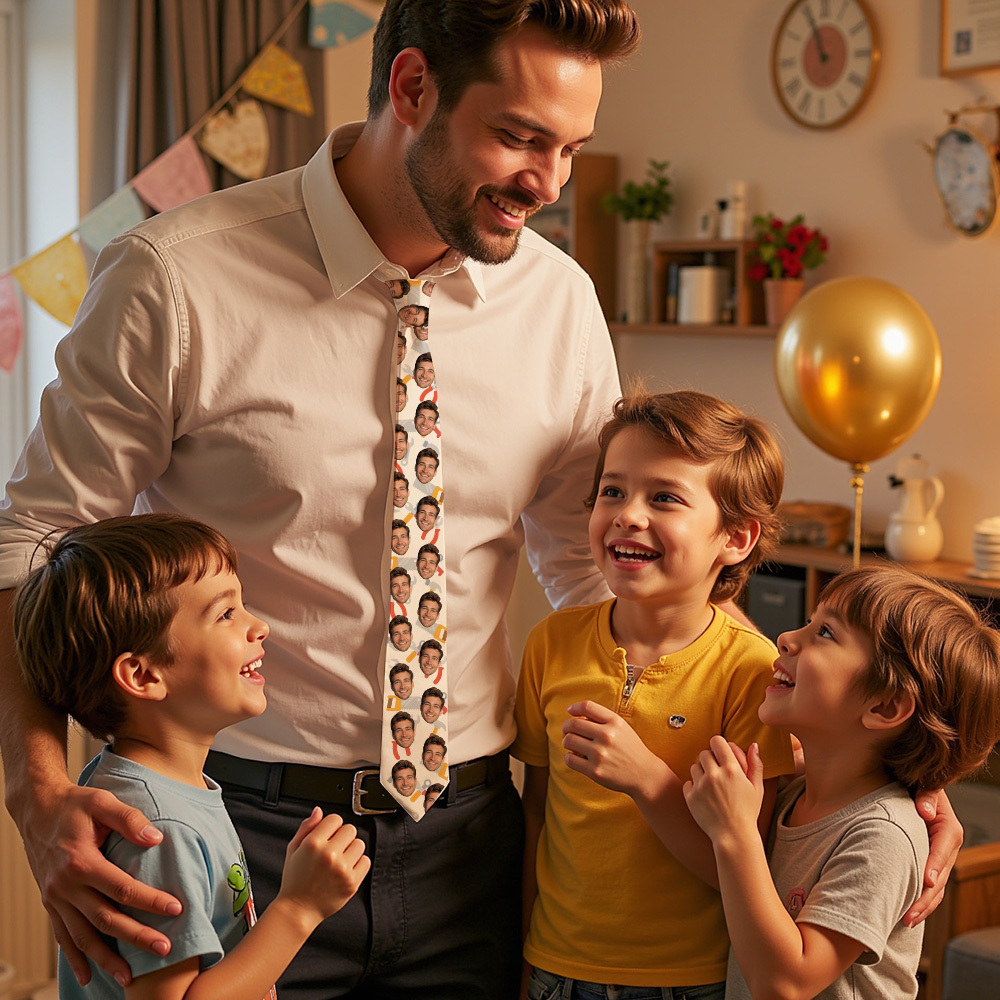 Custom Dad Tie with Faces Toolbox Tie with Photo Mash Personalized Gift for Fathers - MyFaceUnderwearAU