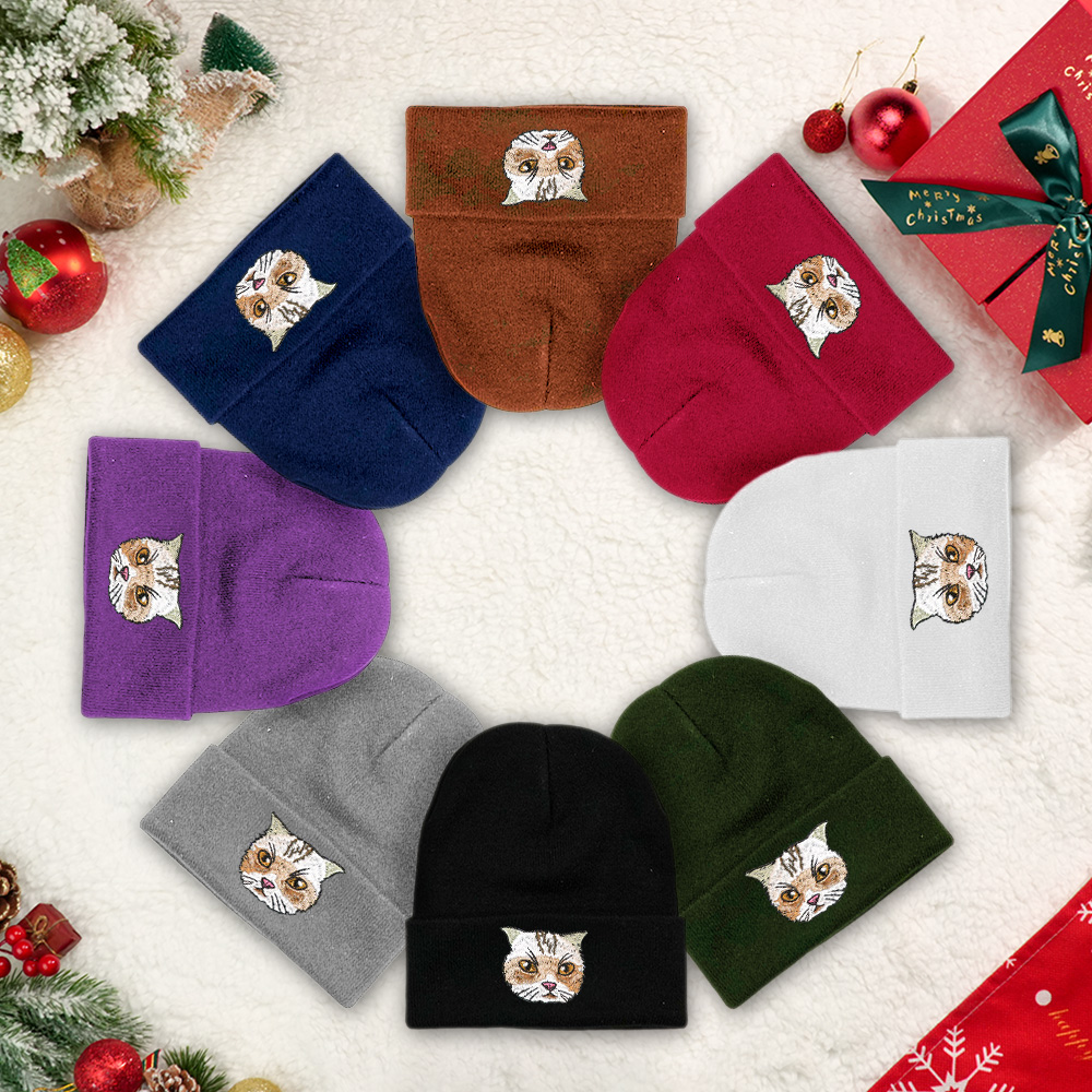 Custom Hand Embroidered Beanies, Pet Portrait Anime Beanies for Men and Women, White Labrador gifts, Winter hats Black, Gift for boyfriend - MyFaceUnderwearAU