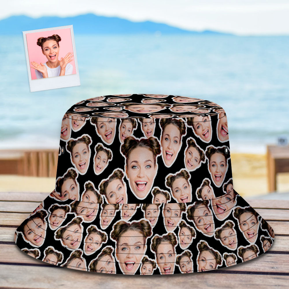 Custom Mash Face Bucket Hat Unisex Face Bucket Hat Summer Outdoor Hat for Valentine's - MyFaceUnderwearAU