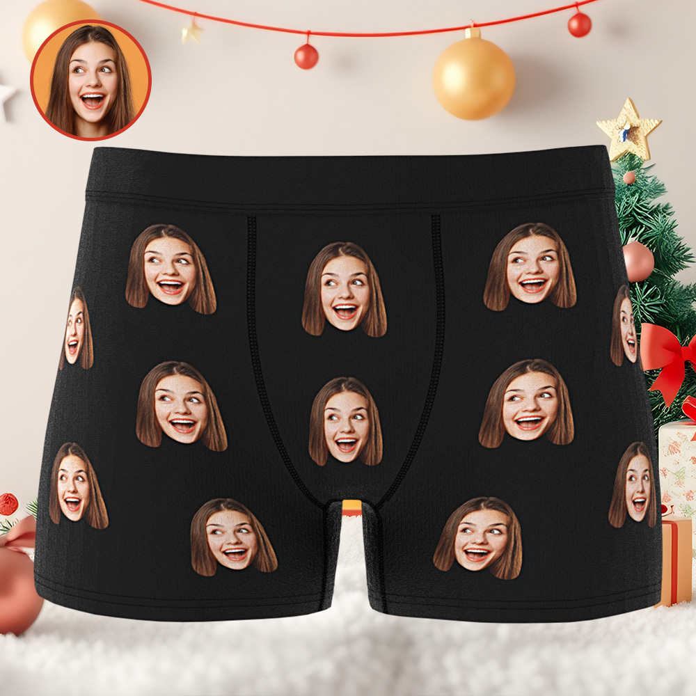 Men's Custom Face Boxer Shorts - Colorful Christmas Gift For Him