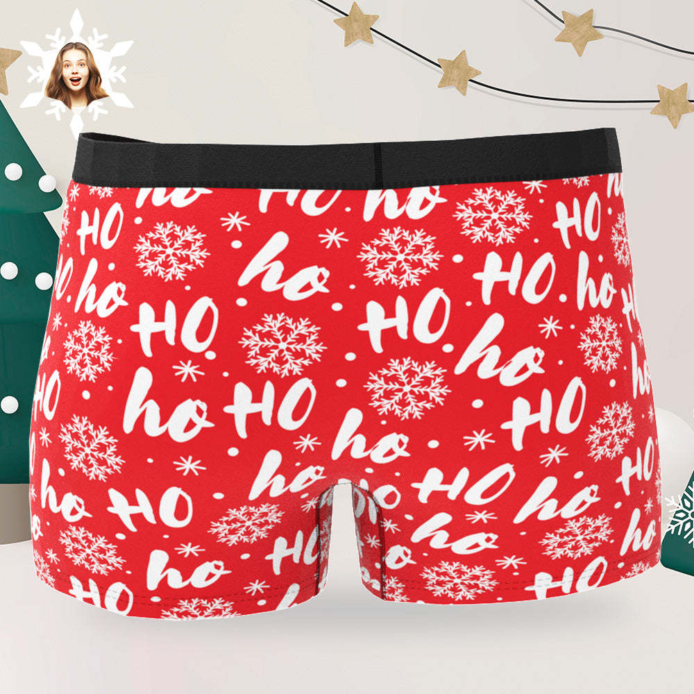 Custom Men's Photo Boxers Personalised Christmas Big Face Red Underwear Christmas Gift for Him - MyFaceUnderwearAU