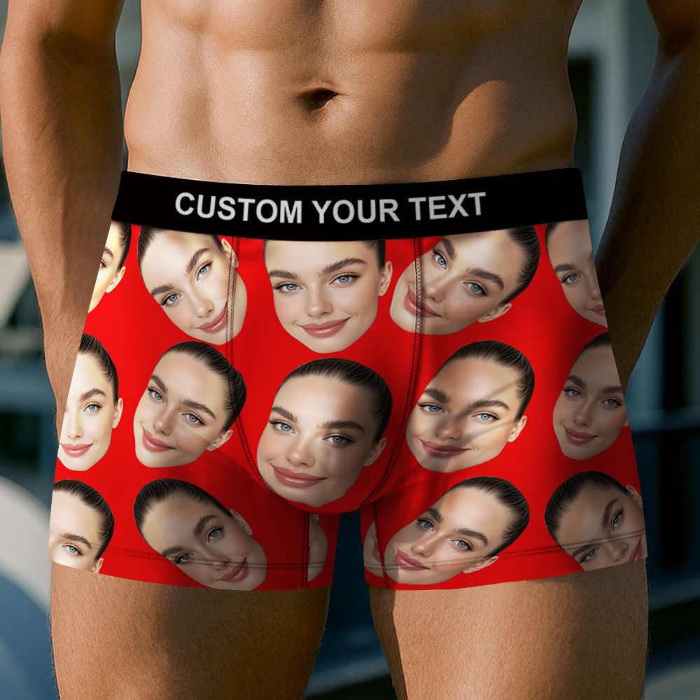 Custom Big Face Underwear Men's Boxer Briefs Breathable Ice Silk Personalized Photo Boxers - MyFaceUnderwearAU