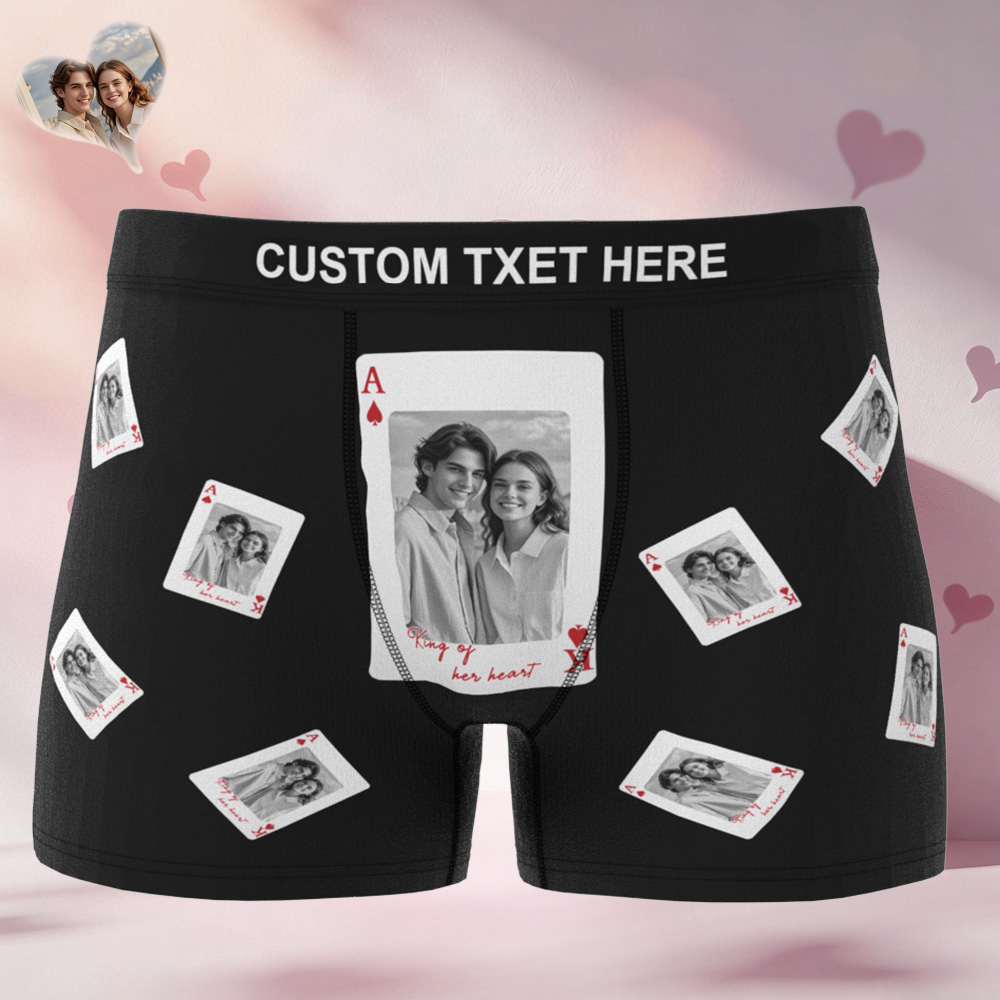 Valentine's Gifts Custom Photo Men's Underwear Personalised King Queen Boxer Briefs