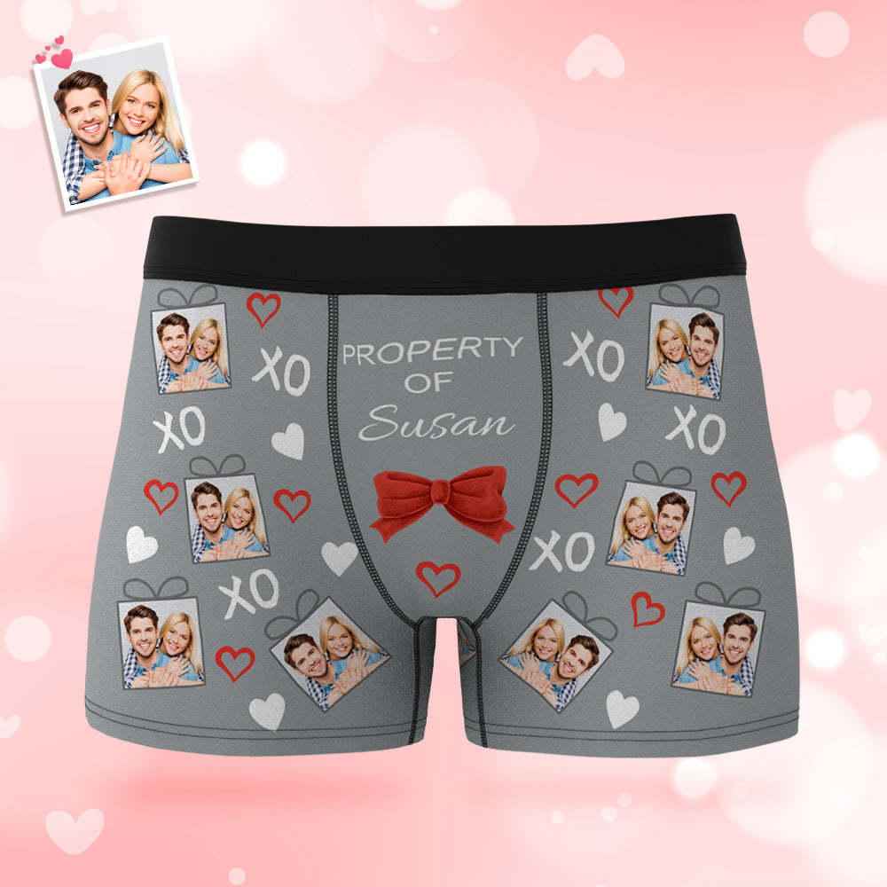 Custom Men's Photo Boxers Bow Tie Personalized Property Of Face Underwear - MyFaceUnderwearAU