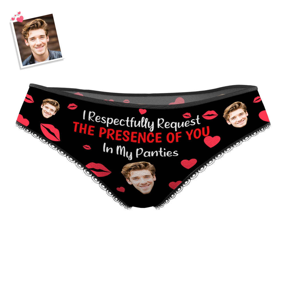 Custom Face Women's Panties I Respectfully Request The Presence Of You In My Panties Funny Gifts - MyFaceUnderwearAU