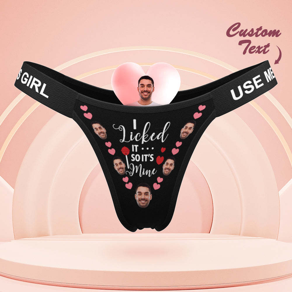 Custom Boyfrined Face Panties I Licked It Personalized Waistband Engraved Thong Naughty Gift for Her - MyFaceUnderwearAU