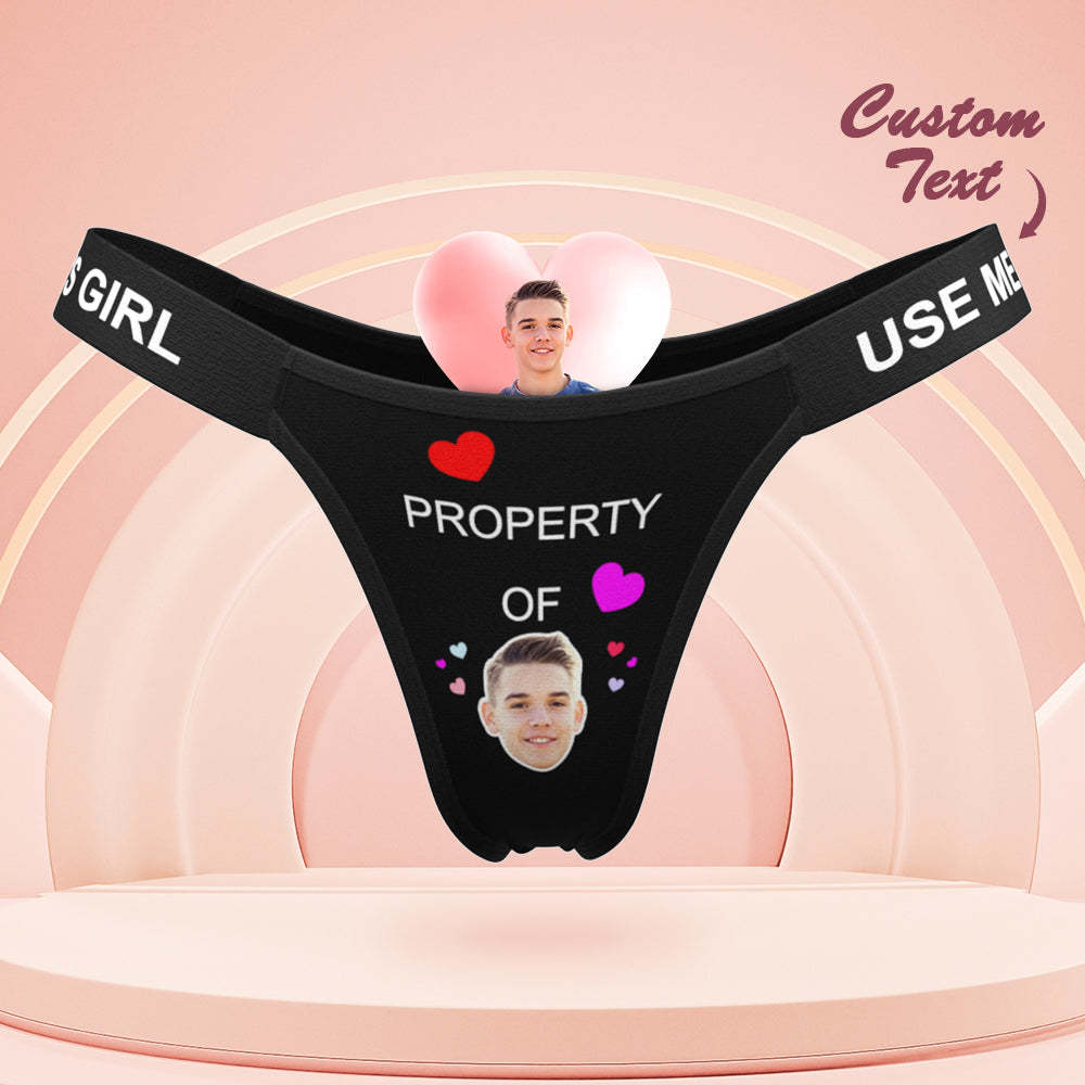 Custom Face Panties Property of You Personalized Waistband Engraved Thong Gift for Her - MyFaceUnderwearAU