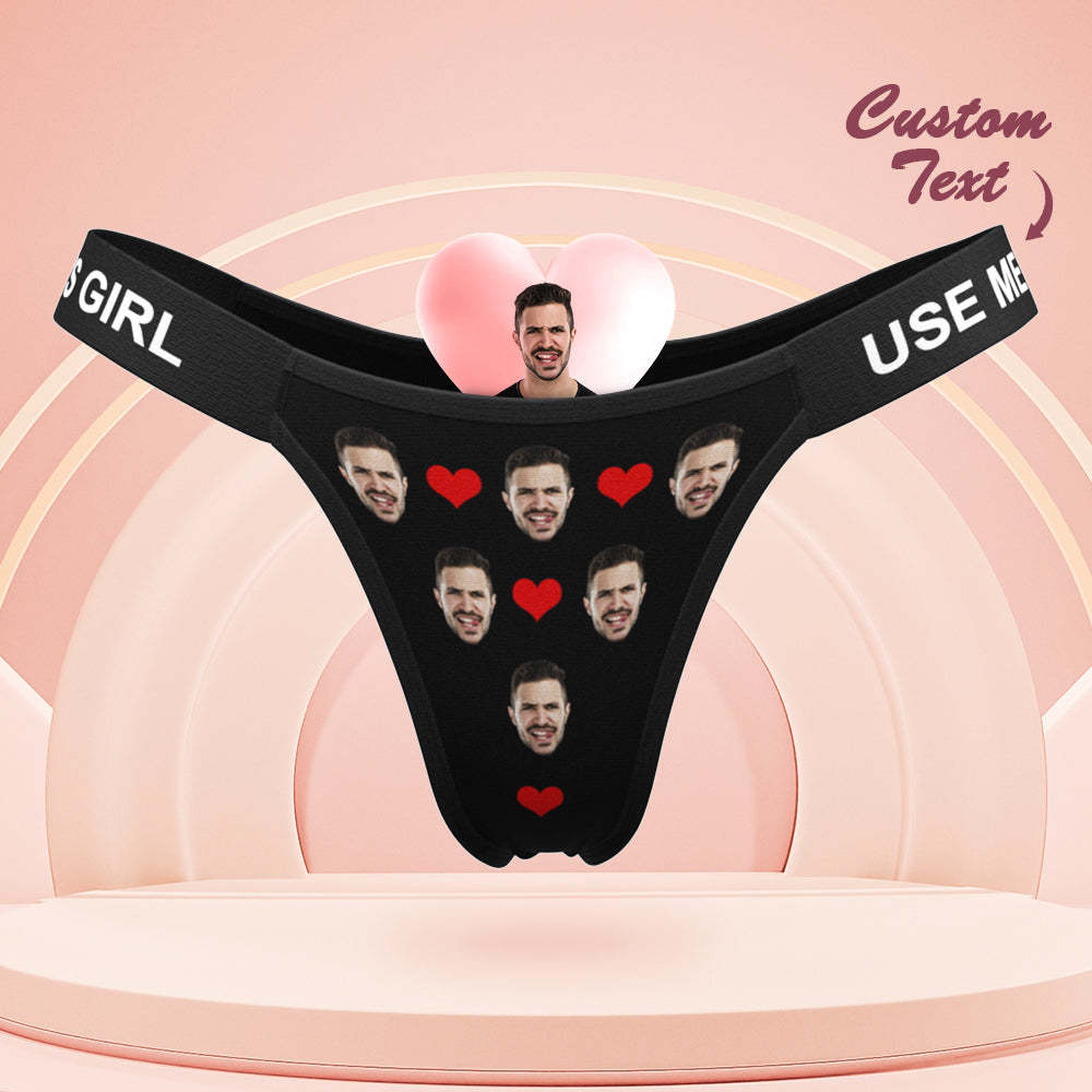 Custom Face Panties Classic Love Heart Personalized Waistband Engraved Thong Gift for Her - MyFaceUnderwearAU