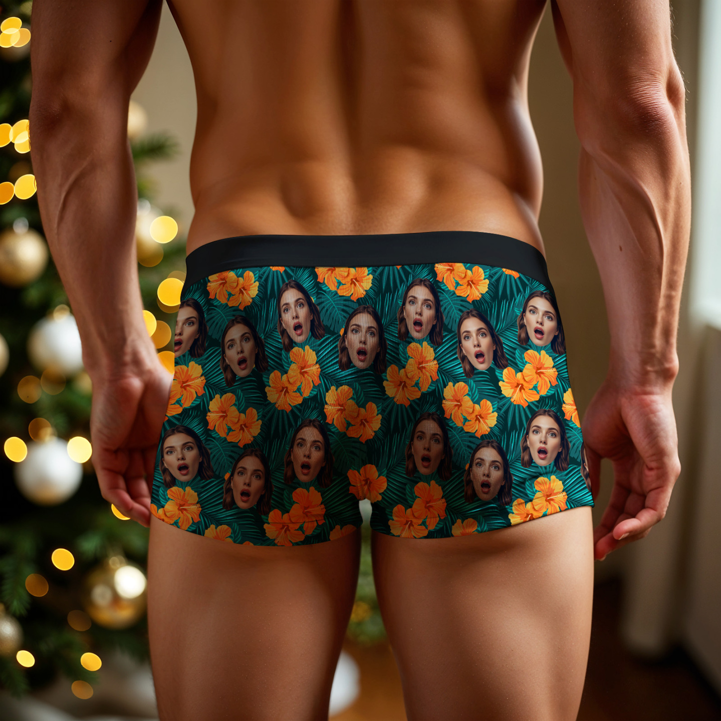 Custom Mash Face Boxer Shorts Men's Face Underwear Funny Lovers Christmas Boxer Gift