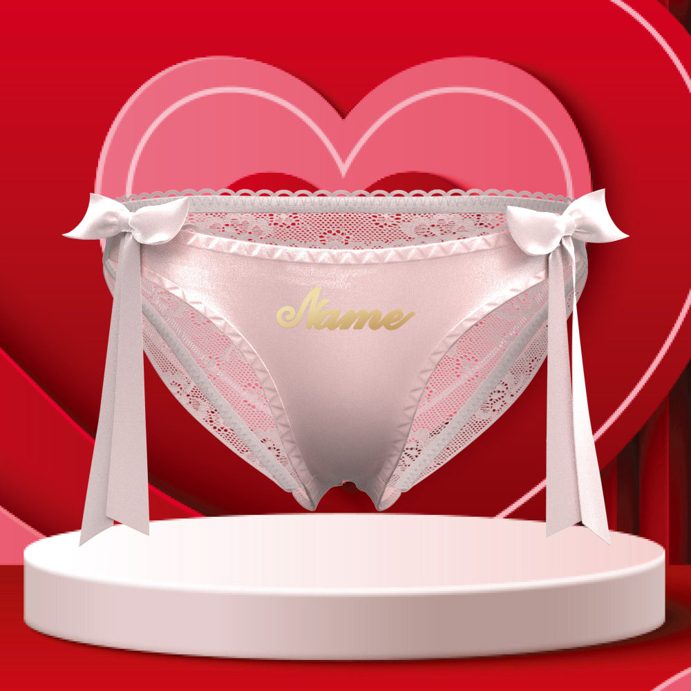 CustomLace Bow Panties Personalized Name Panties Translucent Lace Panties  Gift For Valentine - MyFaceUnderwearAU