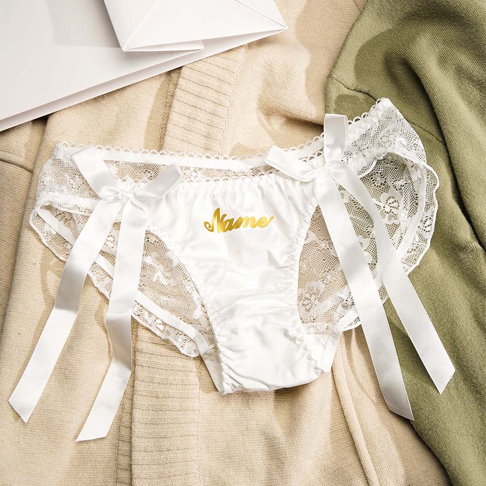 CustomLace Bow Panties Personalized Name Panties Translucent Lace Panties  Gift For Valentine - MyFaceUnderwearAU