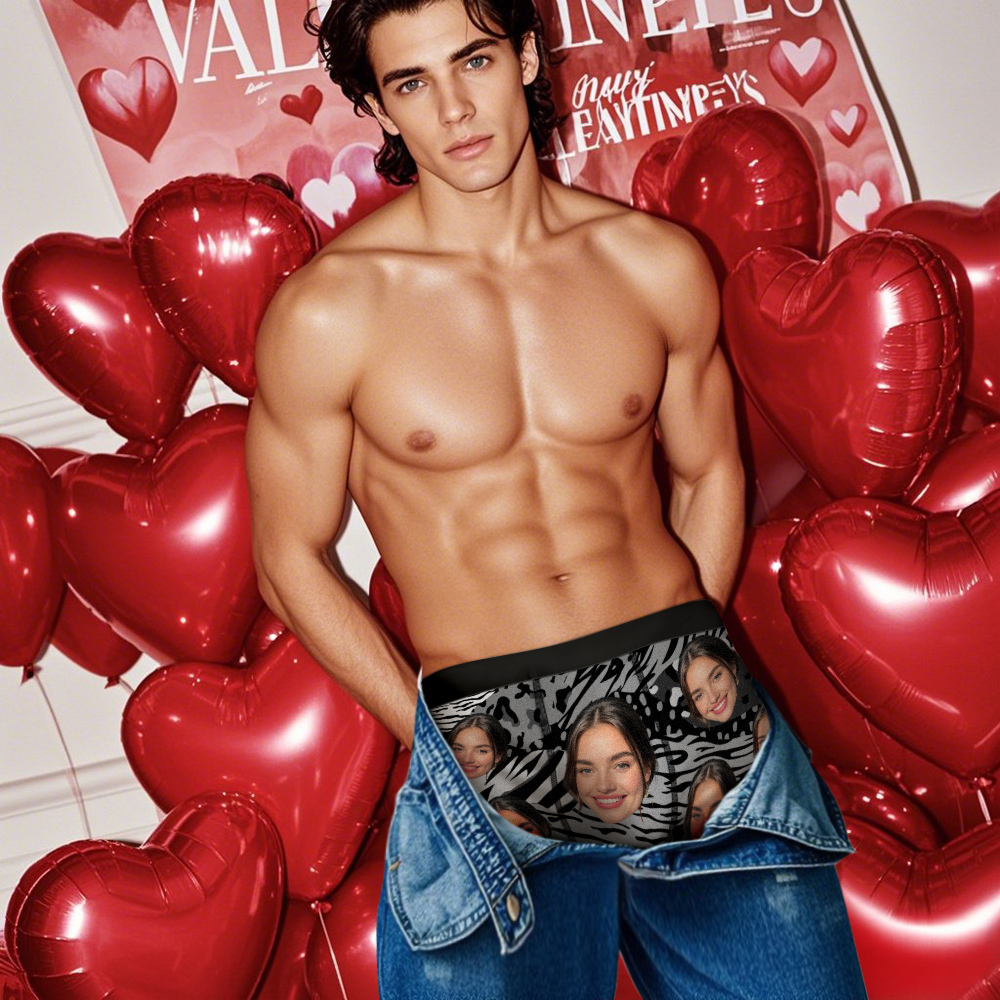 Custom Face Boxer Shorts Men's Face Mixed Patterns Underwear Valentine's Day Gifts Red - MyFaceUnderwearAU