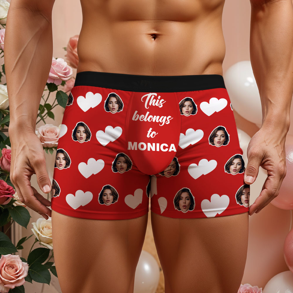 Custom Men's Face Boxer This Belong to Name Face Boxer Briefs Personalized Face Boxer Briefs Valentine's Day Underwear Gift - MyFaceUnderwearAU